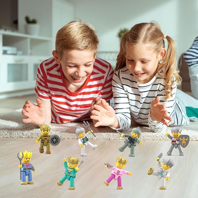 Picasso Toys Magnetic Action Figures Medieval King and Knights Character for Building Blocks Tiles Construction Toddler Toy Set Magnets Expansion Pack Educational STEM Pretend Playset PTA13