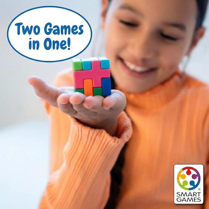 SmartGames IQ Quub – 2-in-1 Travel Logic Puzzle & 3D Cube Building Game with Soft Touch Pieces, 120 Challenges, STEM Brain Teaser for Kids and Adults, Ages 6 - Adult