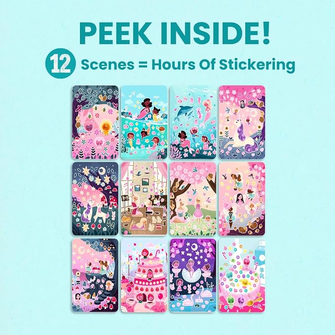 Cupkin A Magical World Coloring & Sticker Activity Book | 500+ Stickers | Spiral-bound kids craft format with 12 scenes, 12 art pages, side-by-side viewing, and an easy-peel design for ages 2–8