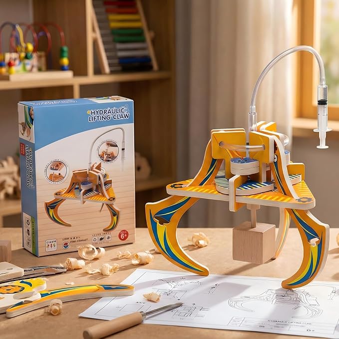 STEM Science Kit Hydraulic Claw, Engineering Toy, Teach Hydraulic Principle | Learn fluid pressure & energy conversion! Build a hydraulic claw with shafts, easy assembly. STEM experiment for kids.