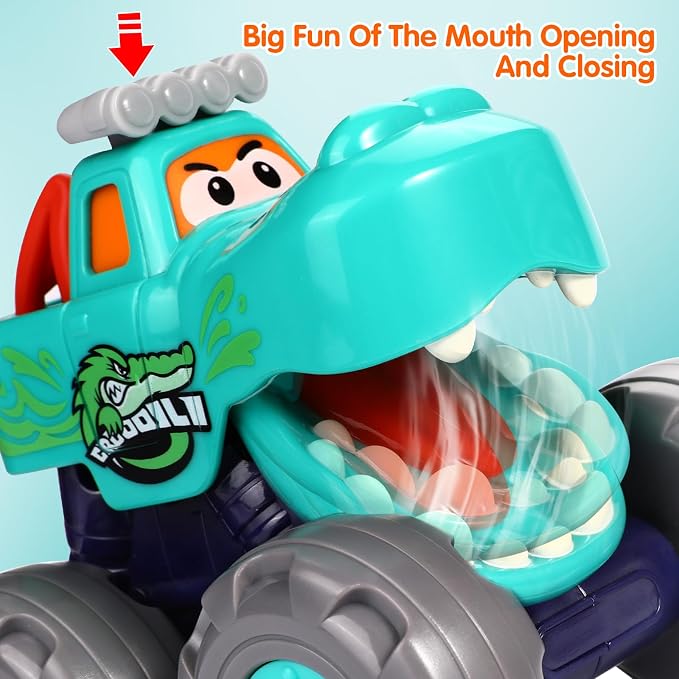 Toy Cars for 1-3 Year Old, 3PCS Animal Monster Truck, 1 Year Old Boy Gifts | Baby Toys 12-18 Months, Animal Kids Toy, Christmas & Birthday Gifts, Pull Back Car with Big Wheel, Crocodile Bull Leopard