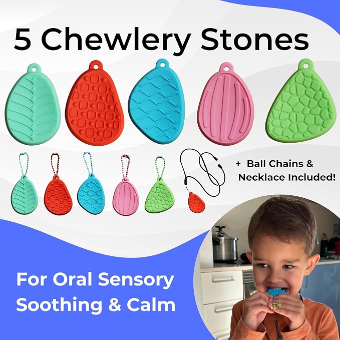 9 Chewies for Kids Sensory Chew Toys for Autistic Children, Chewy Toys for Sensory Kids with Autism Sensory Products, Chewys for Autism Kids, Sensory Toys for Kids with Autism Chewy Necklace