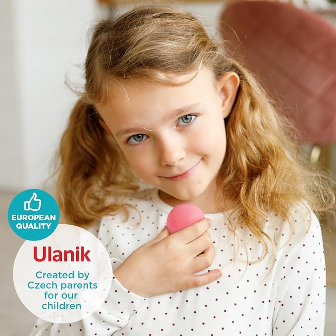 Ulanik Wooden Balls Replacement Set Montessori Toys for 1 Year Old | For Ulanik Balls in Cups; 12 clear colors; linen bag; cups not included