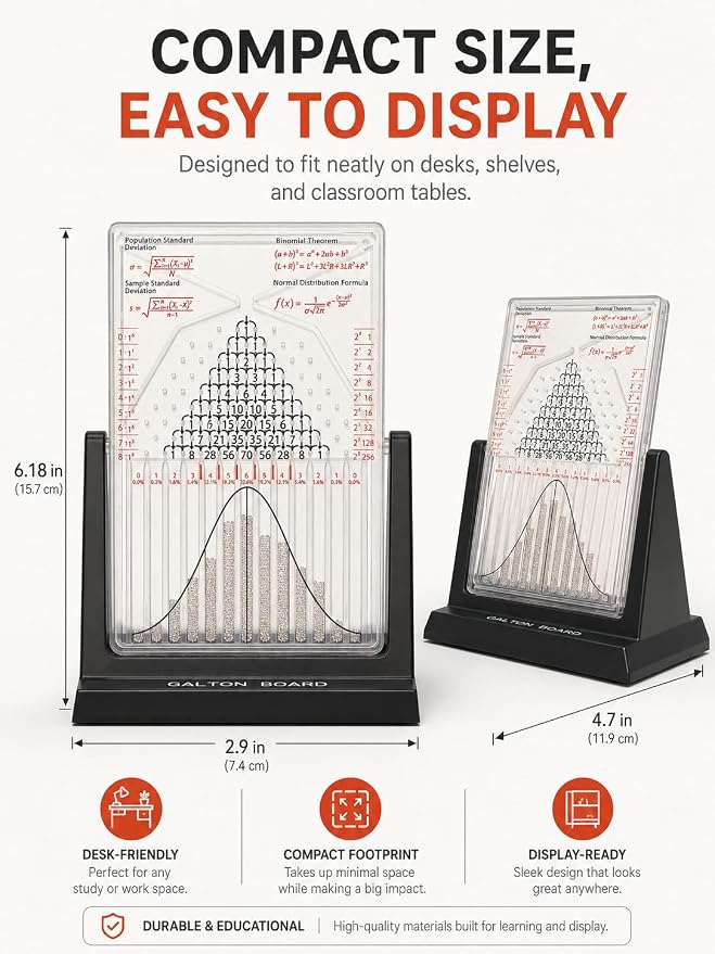Galton Board | Probability & Statistics STEM Learning Kit for Physics Classrooms | Hands-On Math Teaching Aid with 2800 Steel Beads | Teacher & Homeschool Resource (Gold Beads)