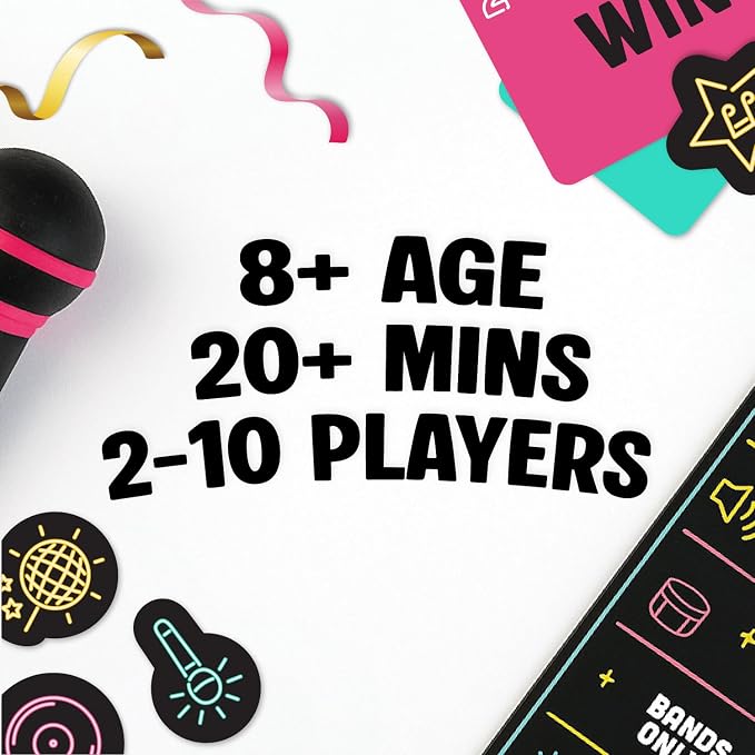 Grab The Mic, Karaoke Party Game for Bad Singers, Family & Adult Fun | 120 Word Cards, Foam Microphone Included. Perfect For Family Game Night, Birthdays & Sing-Off Parties.
