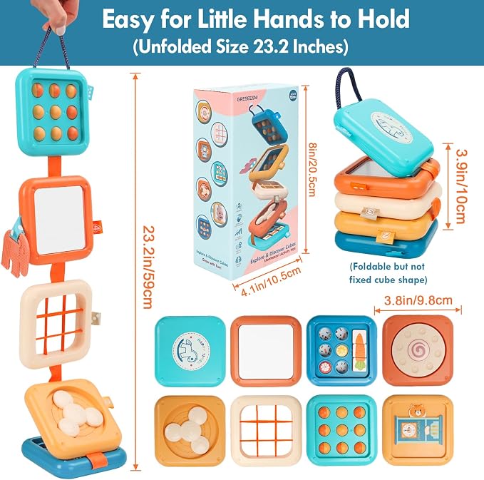 GRESEESM Busy Board Montessori Toy for 1 Year Old Boy Gifts, Travel Toys for Toddler 1-3, Sensory Activity Airplane Essential, Baby Boys Birthday Gift, Easter Basket & Stocking Stuffers