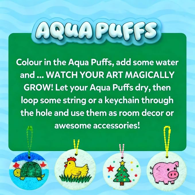 Magic Foam Texture Painting Kit - 3d Aqua Magic Puffs Art for Kids, 34 Pcs Magic Puffy Paint Kit with Foam Explosion Art Craft Papers, Kids Craft Gift for Girls & Boys Ages 4, 5, 6, 7, 8, 9, 10, 11