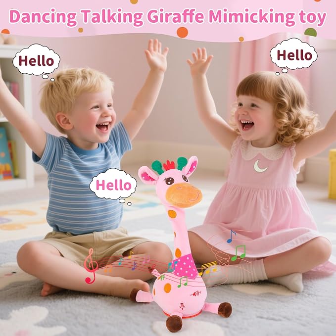 Emoin Dancing Talking Giraffe Toy for Baby Toddler, Dancing Giraffe Toy Singing Mimicking Recording Repeating What You Say with LED English Sing for Boys Girls Gift, 15 Second Recorde | Mimicking Repeating What You Say, LED Flashing Plush Giraffe Gift ...