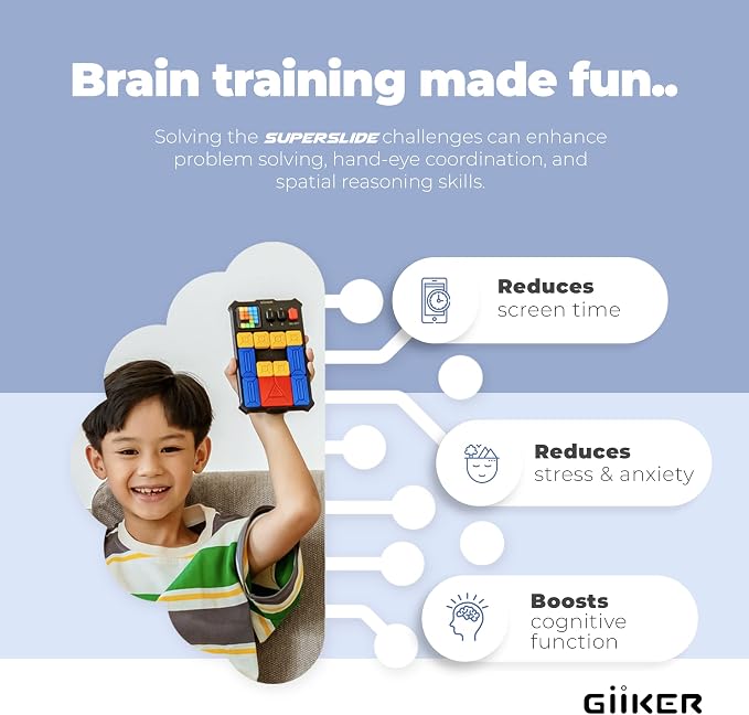 GiiKER Super Slide Puzzle Game, 500+ Challenges, STEM Toy for Ages 6+ | Handheld brain teaser for kids and teens, road trip activity, birthday gift