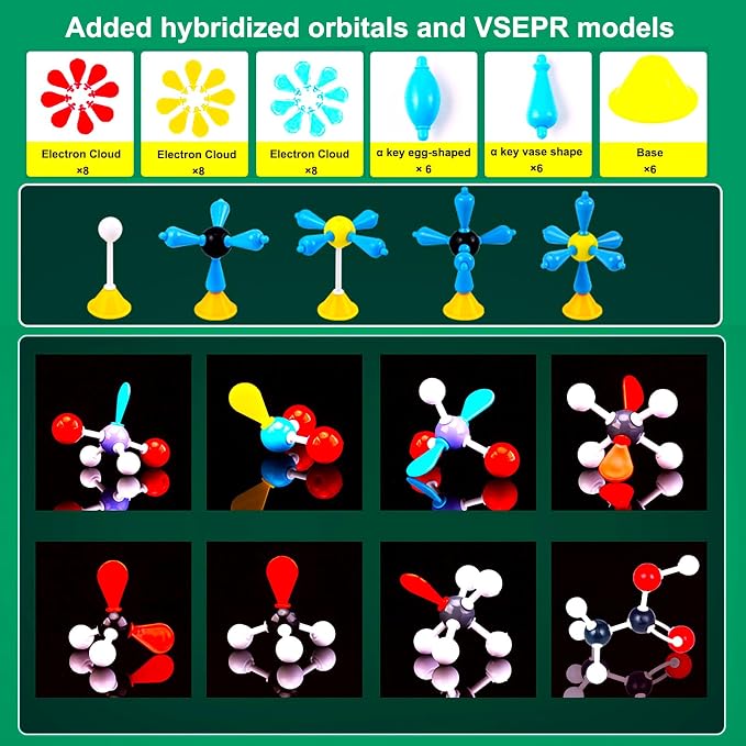 EXBEPE 406 Pcs Chemistry Molecular Model Kit,Organic & Inorganic Molecule Building Set,STEM Educational Science Supplies for Middle High School College Students,Student Learning Gift