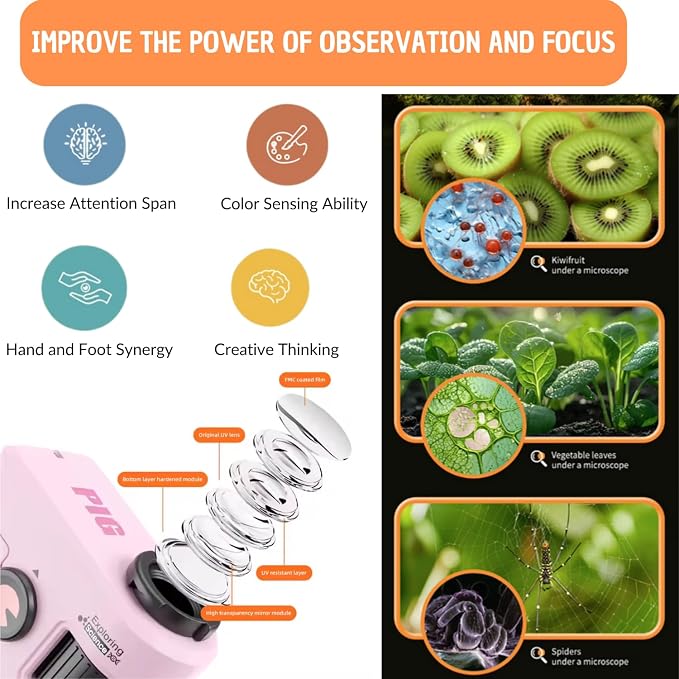 2026 New Kids Pocket Microscope Toy - 60x-80x Handheld Portable Science Kit with LED Light - STEM Educational Gift & Christmas Stocking Stuffer for Boys & Girls Age 3-12 (Green Frog)