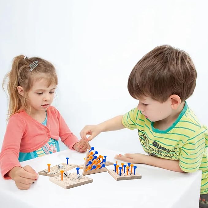 Wooden Peg Games Assortment Kit, 5 PCS Fun Brain Strategy Toy | Travel Funny Games for Teens and Adults, Including Baseball, Tic-Tac-Toe, Insanity, Peg-Board-Game, Roundabout
