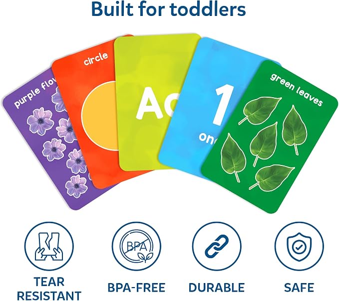 Skillmatics Flash Cards for Toddlers – Letters, Numbers, Shapes & Colors | Thick Flashcards, Montessori Toys, Preschool Learning Aids, Screen-Free & Educational Gift for Kids Ages 1, 2, 3, 4