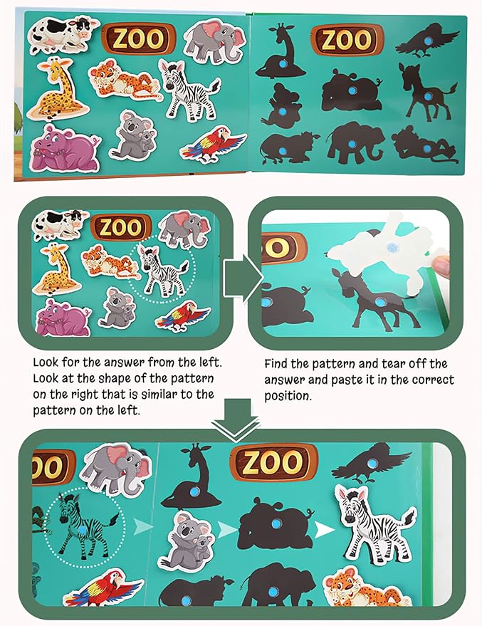4 Pack DIY Busy Book for Toddlers, Montessori Quiet Book with Animal, Vehicle, Number, Fruit Preschool Learning Activities & Education Toys