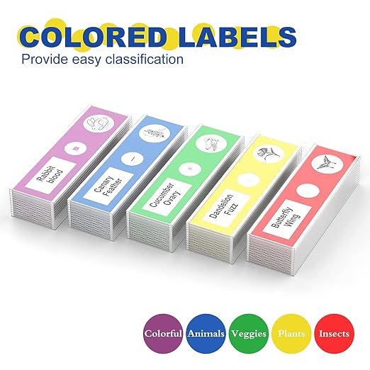 Jiusion 60Pcs Prepared Microscope Slides Specimen Set for Stereo Microscope | Safe Plastic Biological Samples of Animals, Insects, Plants & Flowers for Kids, Students Enlighten Education