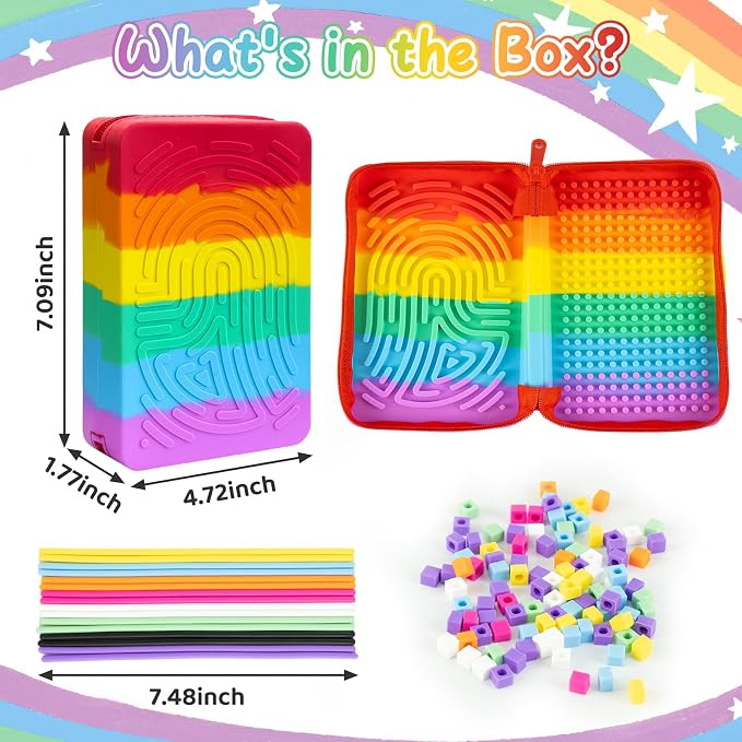 Sensory Activity Board for Kids, Silicone Travel Fidget Toy | Zipper Travel Bag | Kids 3+ & Adults | Easy to Store | Anxiety, ADHD & Autism | Silent | Fine Motor Skills Development