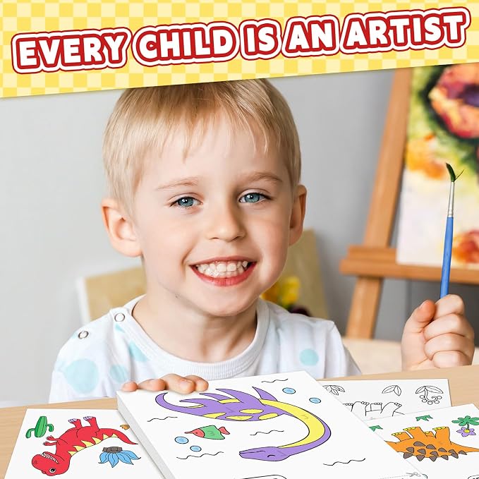 SOCOLER Paint with Water Coloring Books for Toddlers, Watercolor Painting Books for Kids Water Color Paint Kit Art Craft Birthday Gift for Ages 1-3, 4-8 (Dinosaurs)