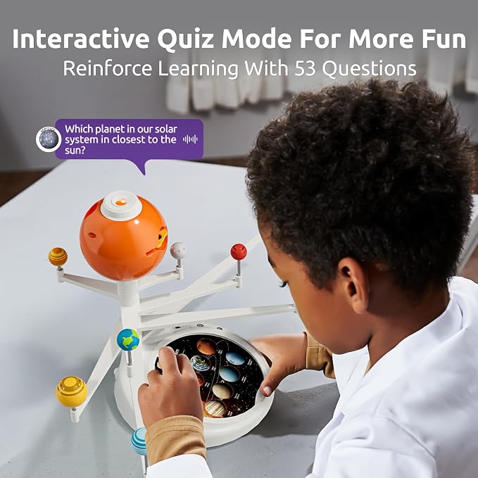 Science Can Solar System for Kids, Interactive Talking Solar System Model | HD Space Projector w/ 8 Planets, Bilingual EN/FR, Knowledge & Quiz Mode, STEM Space Toys Gifts for 6 7 8 9 10 Years Old Boys