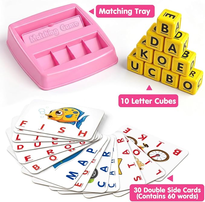 NARRIO Educational Toys for 3 4 5 Year Old Girl, Matching Letter Game Puzzles for Kids Ages 4-6, Preschool Learning Toys for Toddlers 2-4 Year Old Girl Gifts