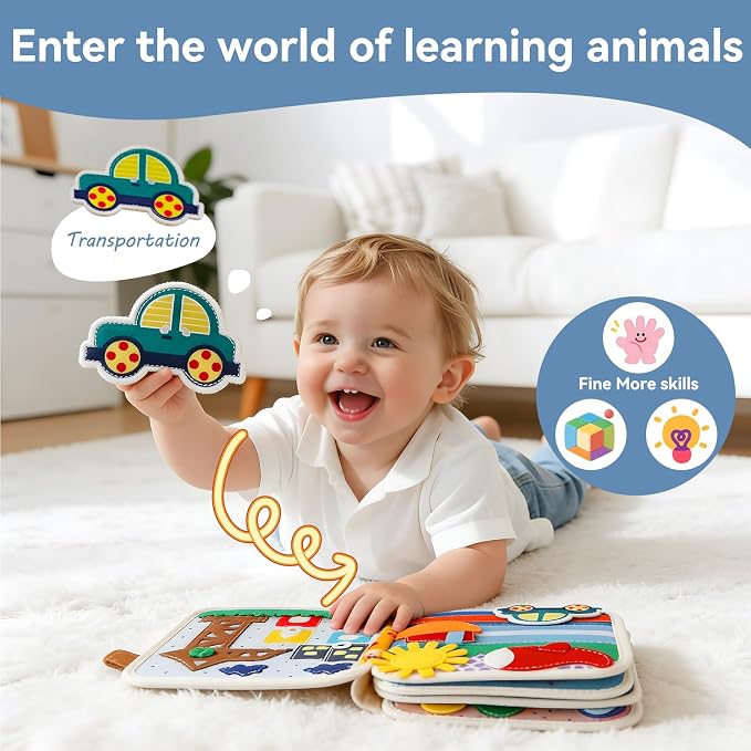Montessori Busy Book for Toddlers 1-3 – Soft Felt Quiet Book for Sensory & Fine Motor Skills