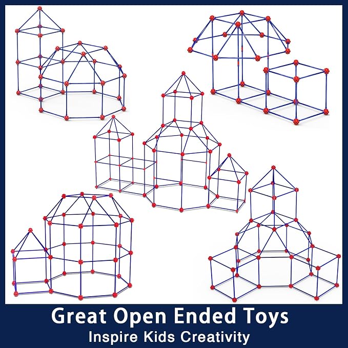 OleFun 180 Pack Fort Building Kits for Kids 4, 5, 6, 7, 8+ Year Old Boys & Girls, Creative STEM Building Toys for DIY Castles, Tunnels, Play Tent, Ideal Gifts for Aged 5-8