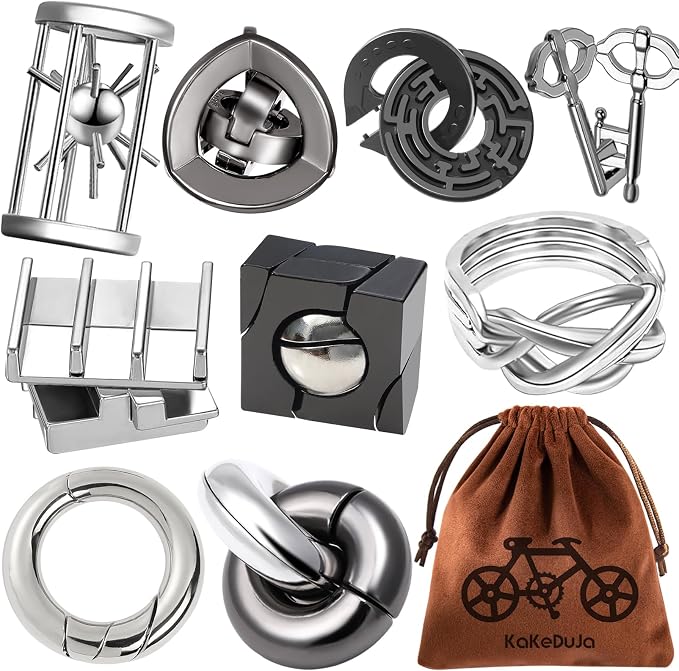 9pcs Metal Puzzle for Adult Disentanglement Puzzles Lock Gift for Adults