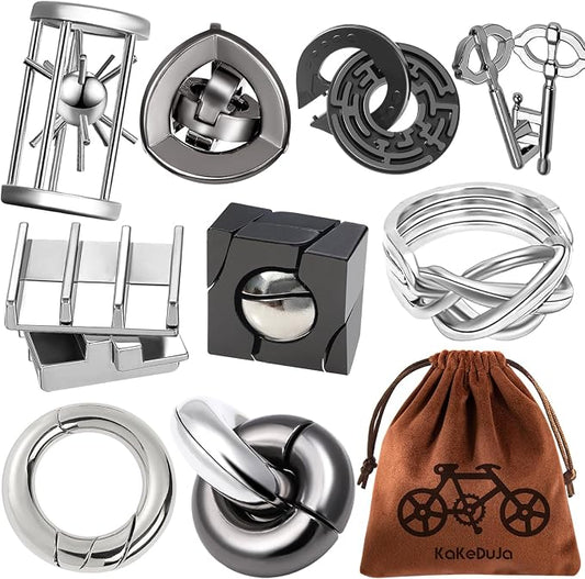 9pcs Metal Puzzle for Adult Disentanglement Puzzles Lock Gift for Adults