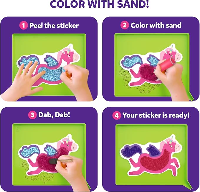 Skillmatics Sand Art – Unicorn & Princess, Preschool Craft & Activity Kit | Sensory Play, 50+ Colorful Stickers, Hands-On DIY Activity for Kids, Gifts for Girls & Boys, Ages 4, 5, 6, 7, 8, 9, 10