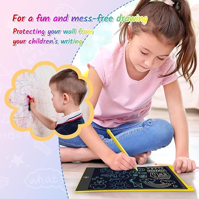TECJOE 10 Inch 2 Pack LCD Writing Tablet for Kids, Mess Free Drawing Tablet | Colorful Drawing Pad, Travel Road Trips Essential, Quiet Time, Learning Toys Birthday Gifts for Boys Girls Ages 3-8