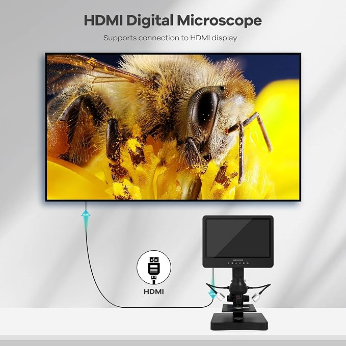 Andonstar AD249S-P 10.1 Inch HDMI Digital Microscope, 4000x 3 Lens 2160P UHD Video Record, Biological Microscope Kit for Adults and Kids, Coin Microscope for Error Coins, Prepared Slides, 32G SD Card