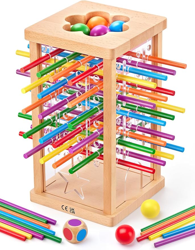 Montessori Wooden Board Game, Educational Math Toy for Kids Ages 4-6 | Fine Motor Skills Toy for 3+ Year Old Girls and Boys, Classic Table Game for Family Night Gift for Boys and Girls