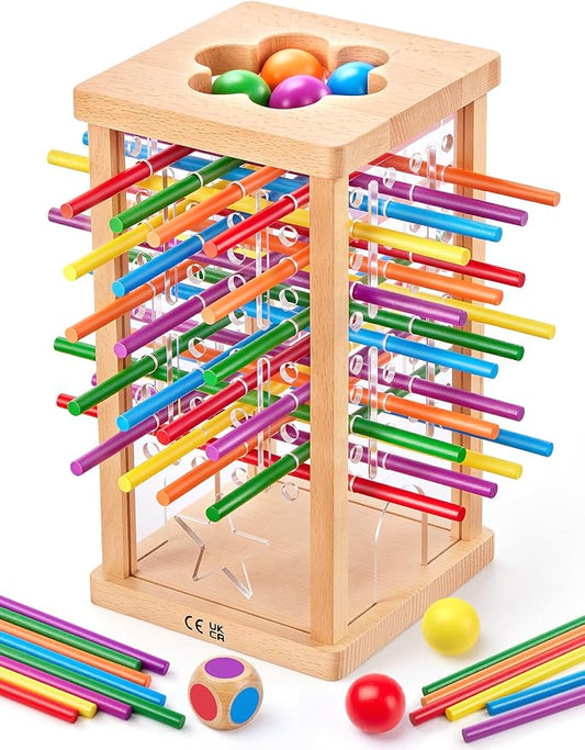 Montessori Wooden Board Game, Educational Math Toy for Kids Ages 4-6 | Fine Motor Skills Toy for 3+ Year Old Girls and Boys, Classic Table Game for Family Night Gift for Boys and Girls
