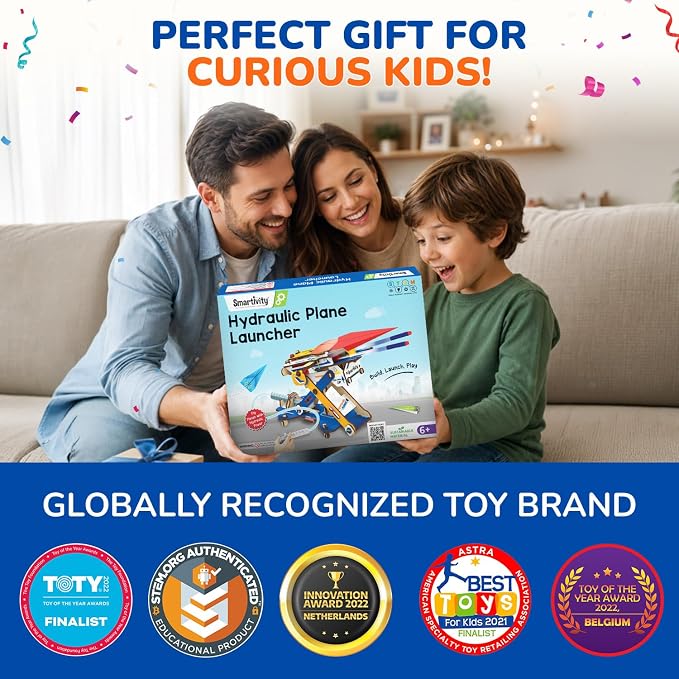 Smartivity 2in1 Hydraulic Aeroplane & Dart Launcher for Kids 6-14 | 50+ Amazing Science Experiments | Educational STEM Toy | Birthday Gift for Boys & Girls Ages 4,5,6,7,8 Years