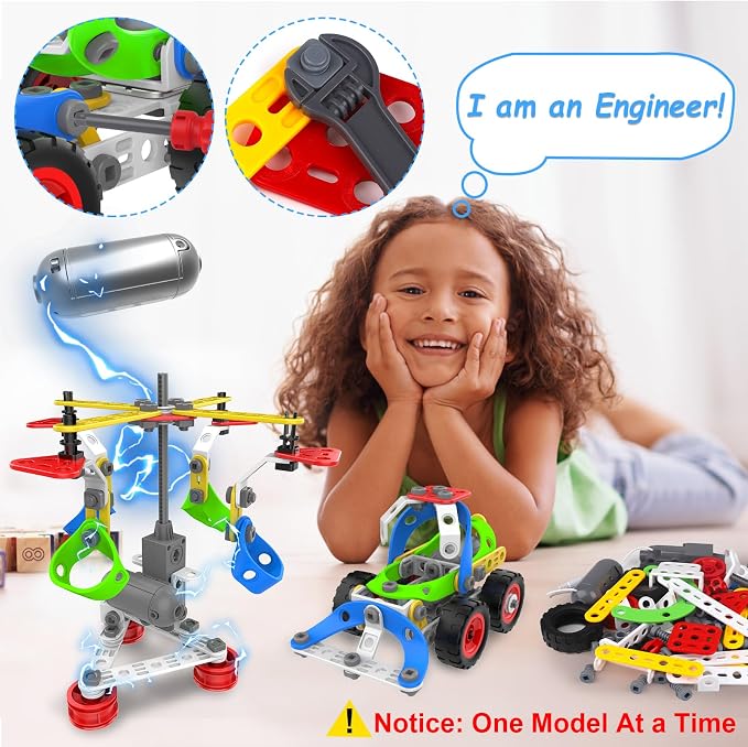 10 in 1 Electric STEM Toys for 5 6 7 8 9+ Year Old Boy Girl Birthday Gifts | Educational Building Toys for Kids Ages 4-8 5-7 8-12 Stem Activities Construction Toy for Boys 6-8 8-10 Christmas Idea Gift