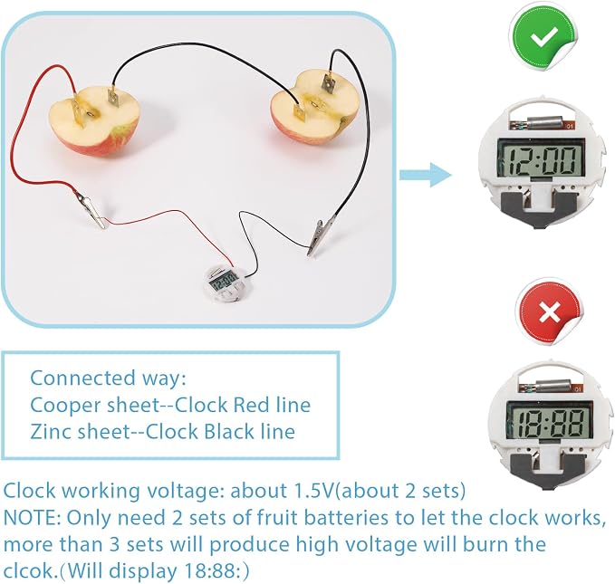Sntieecr Fruit Battery Science Experiment Kit with Instruction | Potato Science Educational Kit for School Sciences Project, Kids DIY STEM Lab Experiments