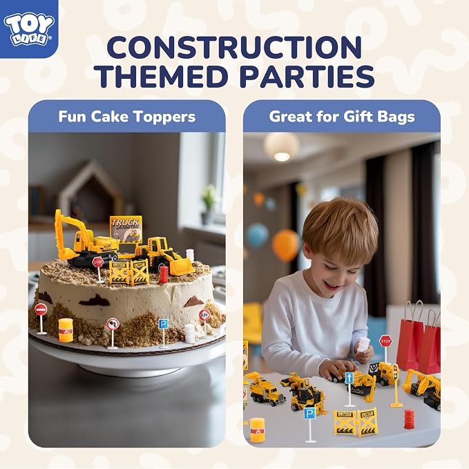 TOY Life 35-Pc Construction Vehicles, Trucks & Cake Toppers, Kids Ages 3-8