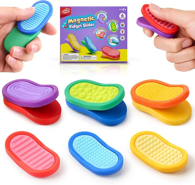 Fidget Sensory Toys for Kids- 6 Pack Textured Fidget Toys for Calming | Magnetic Sensory Toys for Students Stress Relief - ADHD Small Fidget Toys for Classroom Prizes