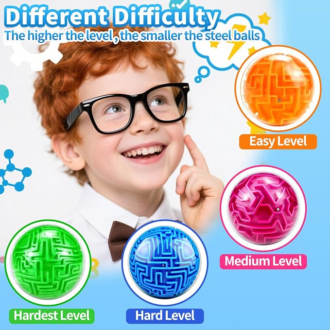 3D Maze Ball Puzzle Games Toys for Kids Age 6 7 8+ Boys Girls Gifts Ideas | Gravity Brain Teaser Puzzle Game Toy for Boy Girl, High Difficulty Challenge Maze Game for Road Trips, Birthday Gift (Green)