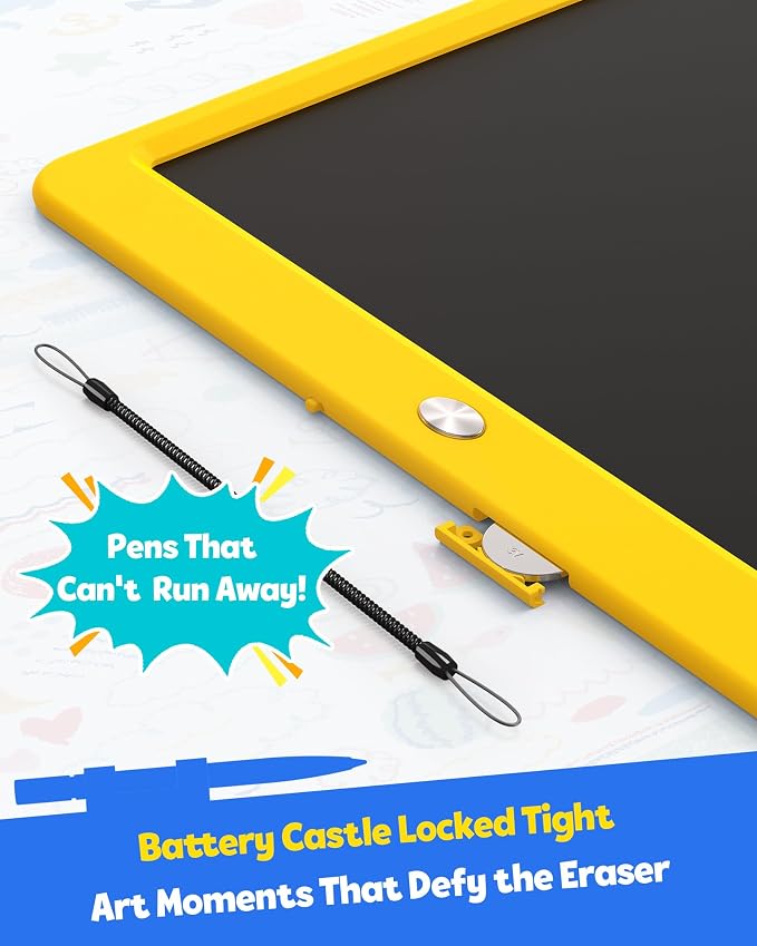 12 Inch LCD Writing Tablet for Kids, Coloring Drawing Pad, Mess Free Doodle Board, Airplane Travel Toys for Boys and Toddlers, Road Trip Essentials, Gifts for 3-8 Year Old Girls (Yellow)
