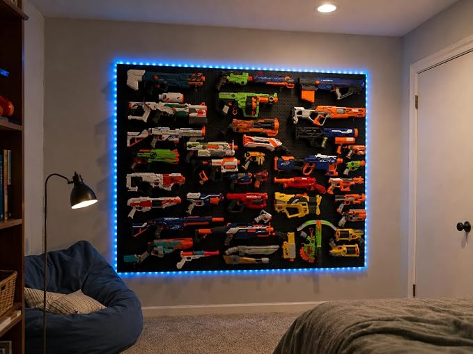Peg Board for Nerf Gun Storage Organizer Kit 3 ea 24”x16” Pegboard Holder for Nerf Blasters Wall Organization