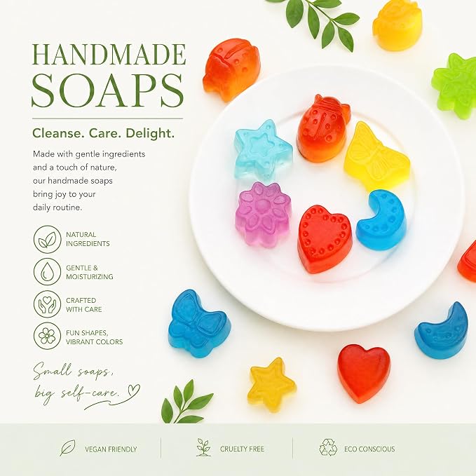 EDSRDRUS Beginner Soap Making Kit for Kids - Science STEM Activity with Glycerin Soap Base, 6-Hole Silicone Molds, Colorants, Essential Oil - Fun, Easy, Creative DIY Craft Kits