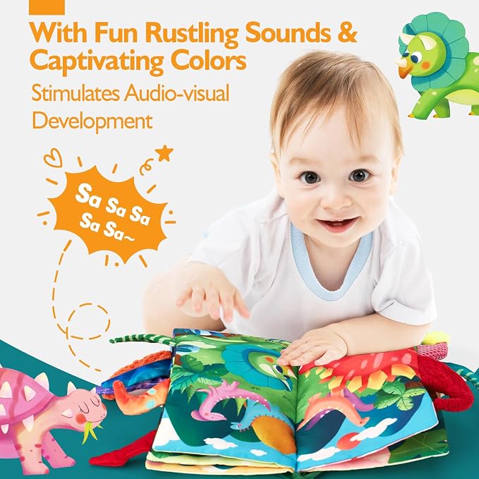 hahaland Baby Books 0-6-12 Months,Infant Tummy Time Sensory Toys | Touch Feel Book Gifts for Boy Girl 0-3 Month Learning Toy Baby Birthday Easter Basket Stuffers 1PCS