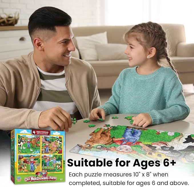 MasterPieces – Jigsaw Puzzle Set for Kids 6+ Years, 4-Pack of 100 Pieces, Educational and Fun Game, Frosty the Snowman Collection, Gift Idea for Children, 8" x 10"