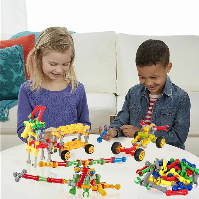 KUTOI Stem Building Blocks Set - 167 Pcs With Wheels - Ideal for 5 Year Old Boys and Girls - Educational and Creative Building Games
