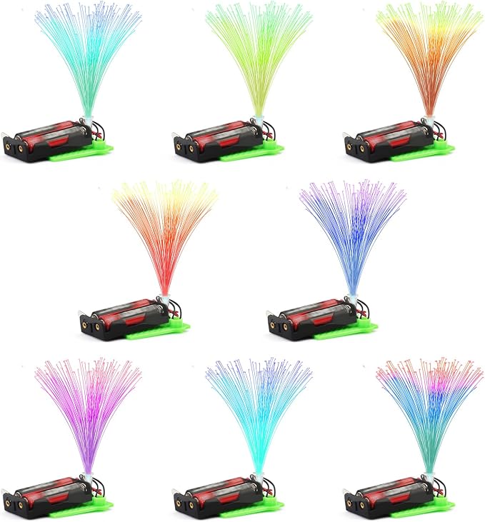 8 STEM Craft Kits for Kids, Bulk Crafts Science Experiments, Simple Circuits Fiber Optic Light Kit, Girls Engineering Building Projects Activities STEM Toys, Class Educational Learning