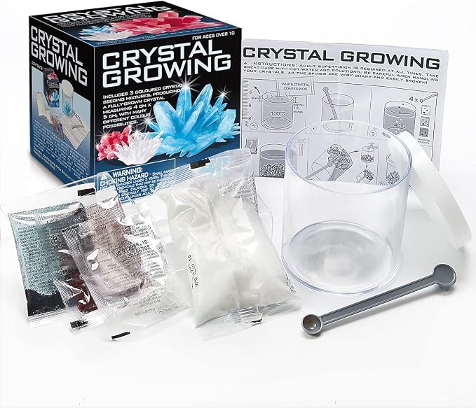 4M Crystal Growing Science Kit - 3 Colored Crystals - Easy DIY STEM Toys Lab Experiment Specimens, A Great Educational Gift for Kids & Teens, Boys & Girls Ages 10+