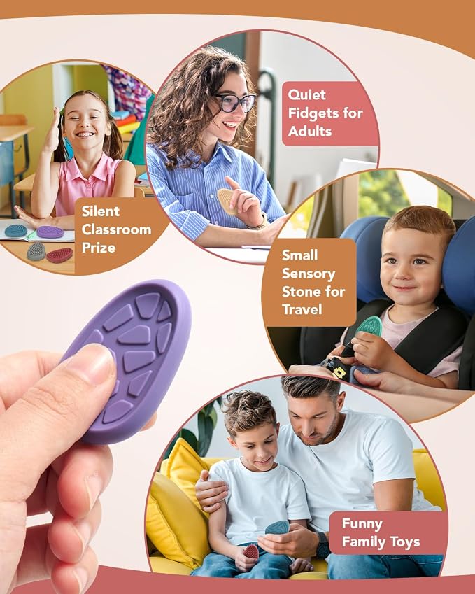 Fidget Toys Adults Sensory Stone: 24 Pack Texture Worry Stone for Calming - Sensory Autism Toys for Stress Relief - Quiet Bulk Fidgets for Classroom Prizes