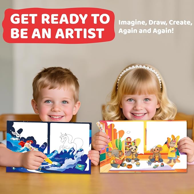 Mess Free Coloring Books for Toddlers, Reusable Water Toys for 3 4 5 6 Year Old Girl Boy, Road Trip Paint Activities, Travel Drawing Toys for Toddlers 3-5, Arts Crafts for Kids Ages 3-5 Birthday Gift