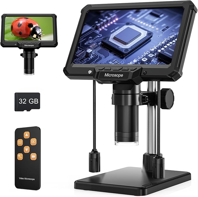 Digital Microscope for Adults Kids 7inch Screen Coin Magnifier Microscopes for Error Coins PCB, Bugs, STEM Learning, Soldering Electronics Microscopes Camera