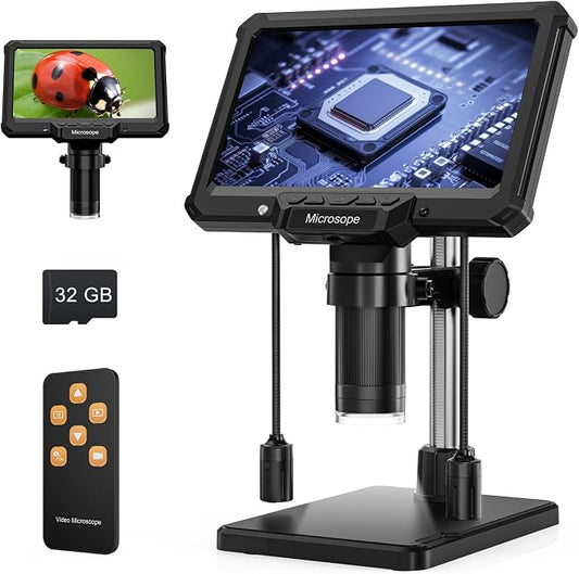 Digital Microscope for Adults Kids 7inch Screen Coin Magnifier Microscopes for Error Coins PCB, Bugs, STEM Learning, Soldering Electronics Microscopes Camera